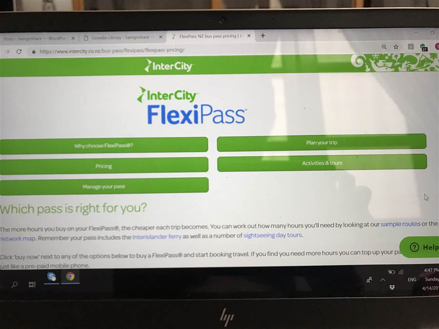 Trang web và vé FlexiPass..